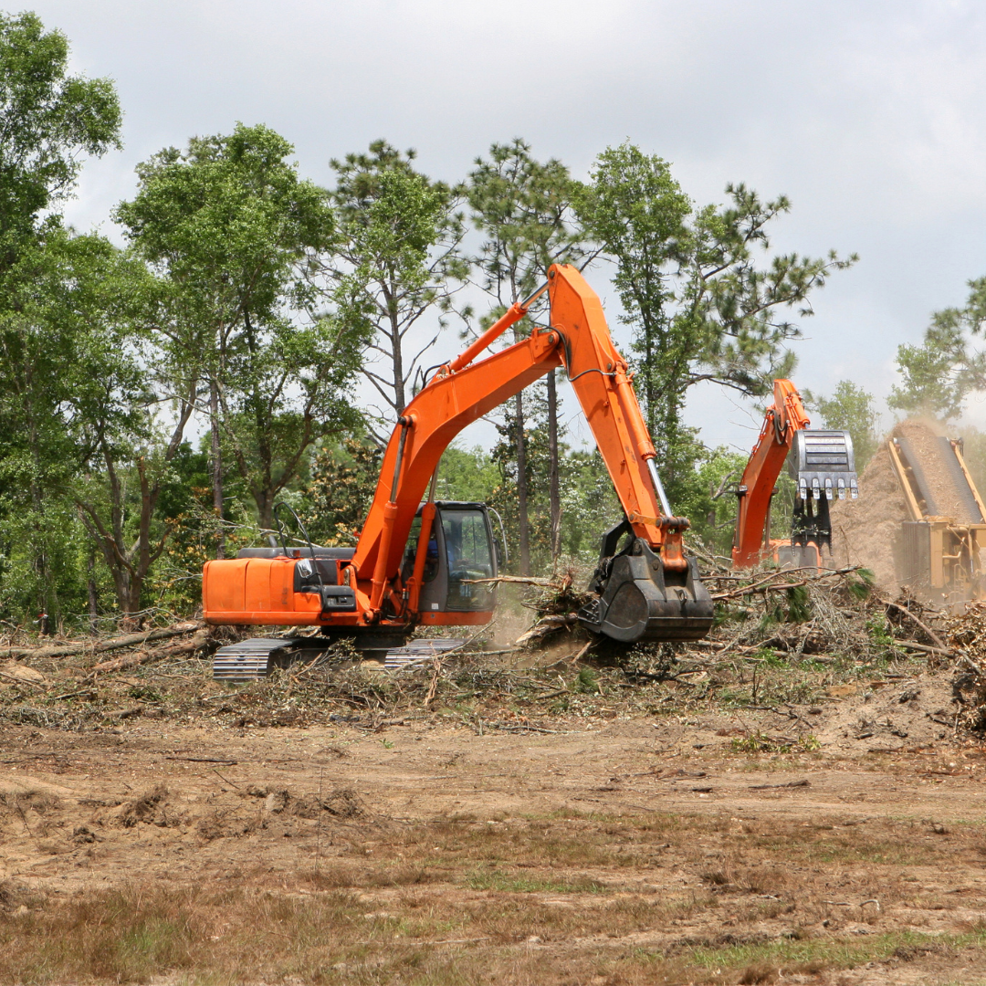 Land clearance by machinery