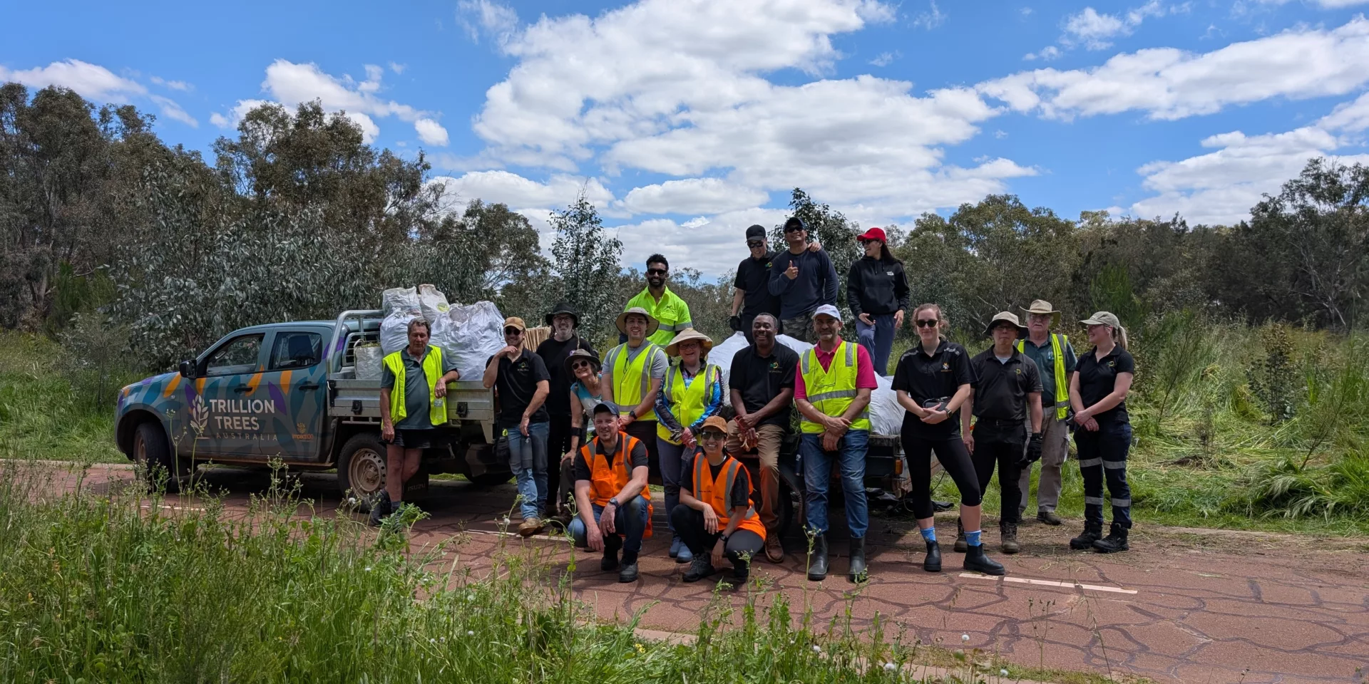 Nature care volunteers with weeds